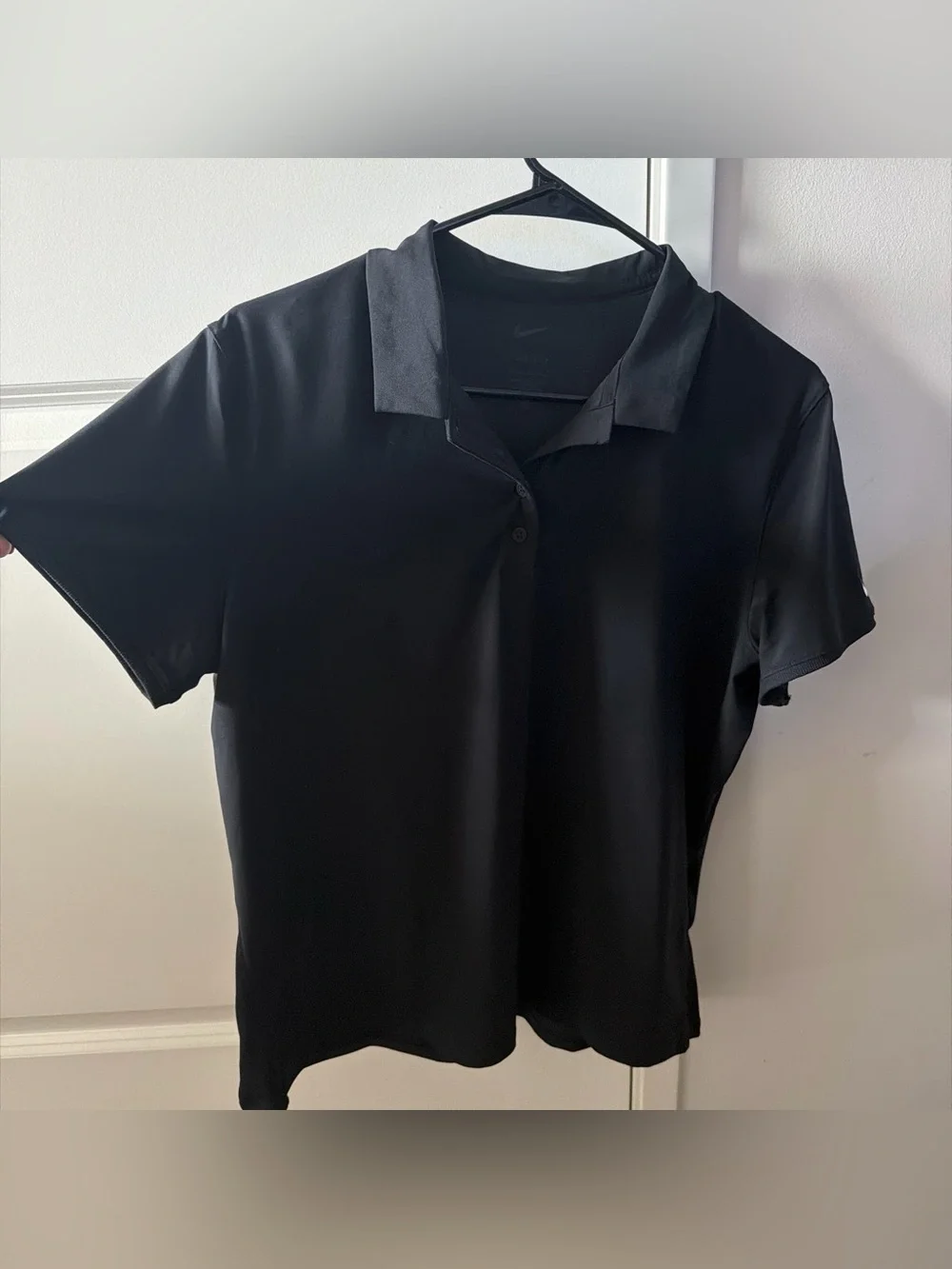 Nike Women's Black Short-Sleeve Button-Down Polo